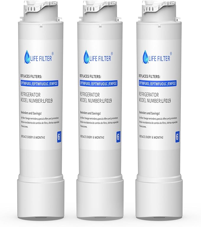 Lifefilter Water Filter Replacement, Compatible with Frigidaire EPTWFU01, EWF02, Pure Source Ultra II, 012505454226, 4562222, Pack of 3