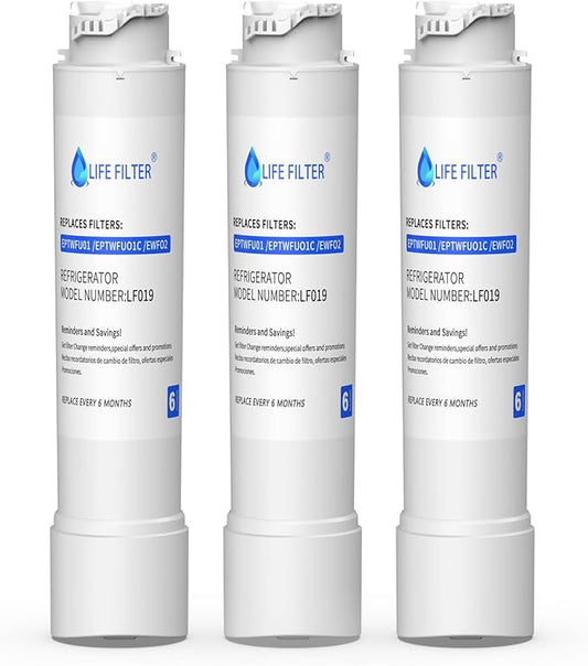 Lifefilter Water Filter Replacement, Compatible with Frigidaire EPTWFU01, EWF02, Pure Source Ultra II, 012505454226, 4562222, Pack of 3