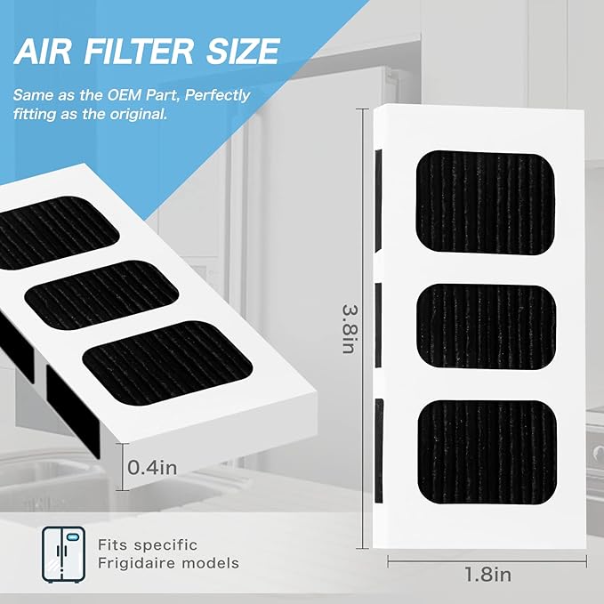 DEWEL Paultra2 Refrigerator Air Filter Replacement Compatible with Frigidaire PAULTRA2 Pure Air Ultra II - Compatible with Electrolux ELPAULTRA2 - Activated Carbon Air Filter - 3 Packs