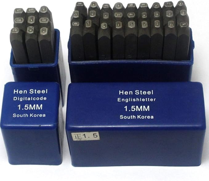 Number and Letter Stamp Set (36 Piece Punch Set/A-Z & 0-9) Industrial Grade Hardened Carbon Steel Metal - 1/16" (1.5mm) Characters - Perfect for Imprinting Metal, Wood, Plastic, Leather, More!