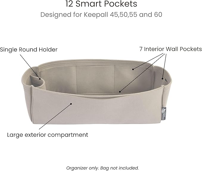 Structured Bag Organizer Insert for Keepall 45–60 – Interior Compartment Divider with One Round Holder