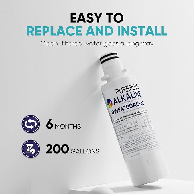 PUREPLUS Alkaline ADQ747935 Replacement for LG LT1000P LT1000 Kenmore Elite 9980 LT1000PC, MDJ64844601 ADQ74793501, LMXS28626S, LFXS26973S, LT120F Refrigerator Water and Air Filter,3Pack