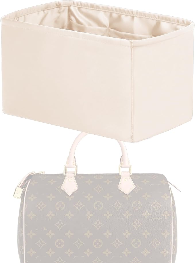 Purse Handbag Silky Organizer Insert Keep Bag Shape Fits LV Speedy 16/20/25/30/35/45 bags, Luxury Handbag Tote Lightweight Sturdy(Craie, Speedy 30)