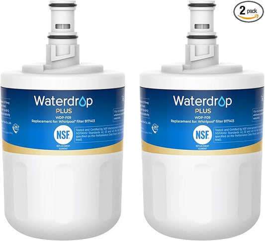 Waterdrop Plus 8171413 Refrigerator Water Filter, Replacement for Whirlpool® 8171413, EDR8D1, Kenmore® 46-9002, NLCS200, NSF 401&53&42 Certified, Reduce PFAS, Pack of 2