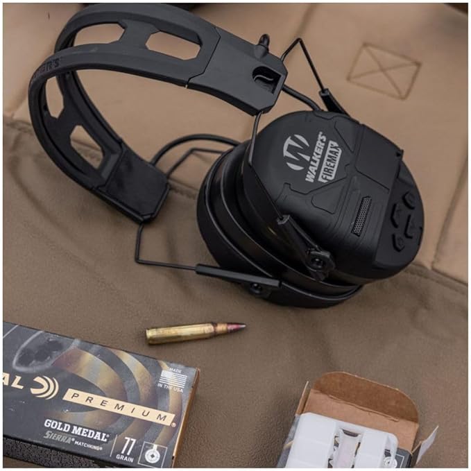 Walker's Rechargeable Lightweight Shooting Hunting Range Electronic Slim Low Profile Hearing Protection FireMax Earmuffs