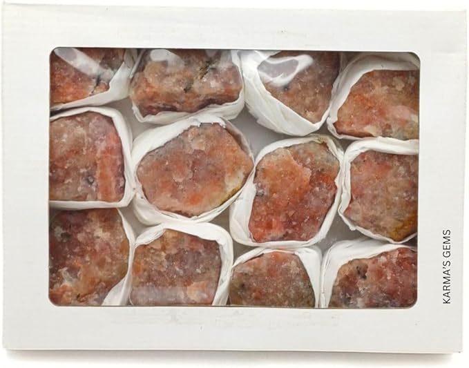 Sunstone, Crystal Flats, Mineral Flats, Natural Raw Crystals for Tumbling, Cabbing, Rock Tumbler For Kids, Treasure Box, Party Favors, Crystal Growing Kit, Gifts For Him, Minecraft, Karma's Gems