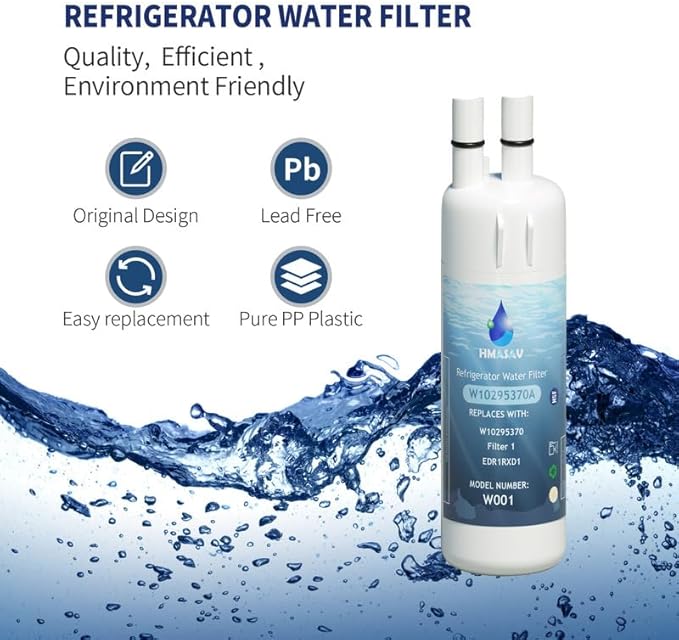 W10295370A water filter replacement for Whirlpool EDR1RXD1, W10295370, Everydrop Filter 1, WHR1RXD1, KAD1RXD1, P4RFWB, P8RFWB2L, Compatible with Kenmore 46-9930, 46-9081，1PACK