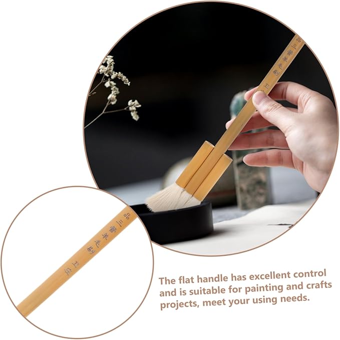 2pcs Handheld Wool Paint Brush Reusable Watercolor Brush for Furniture Painting Smooth Edges Strong Bristles Easy to Clean for Wall Art and Crafting
