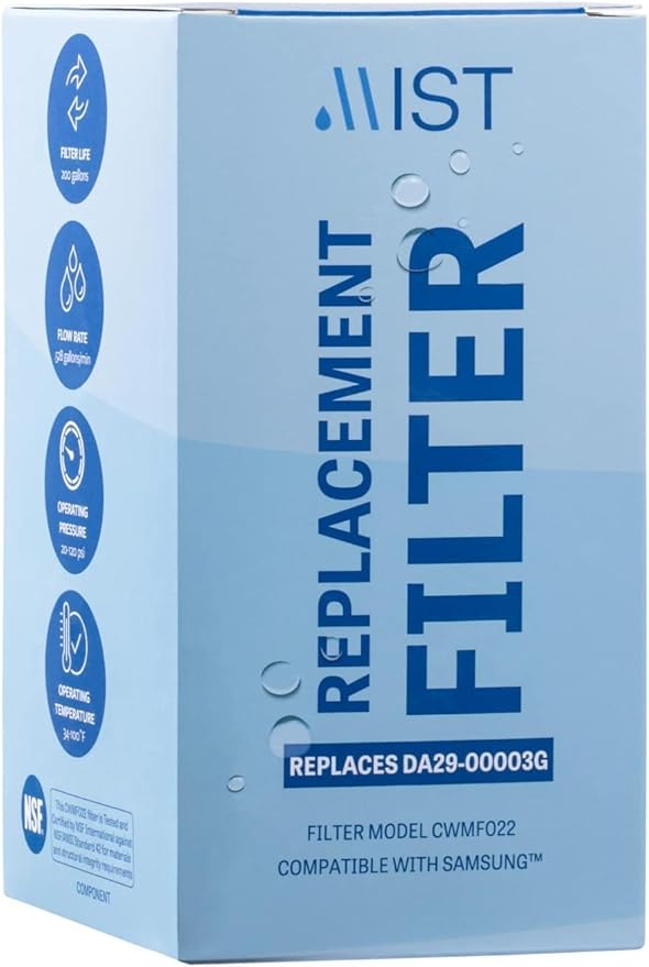 Mist DA29-00003G Refrigerator Water Filter Replacement for Samsung DA29-00003F, HAFCU1, Aqua-Pure Plus, Kenmore HAFIN1 – NSF 42 & 372 Certified – 1 Pack