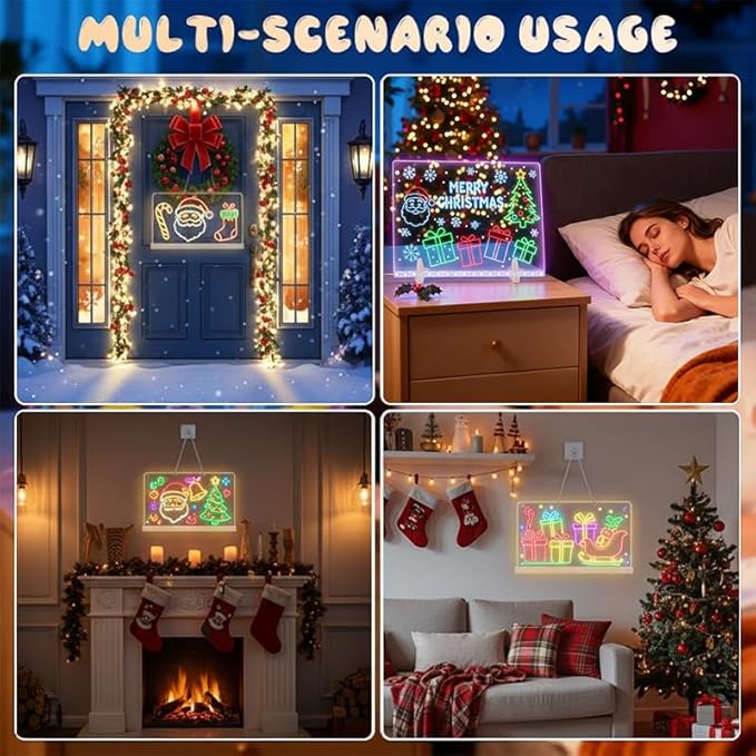 Lumiboard Led Drawing Board, LED Color Light Note Board, 13.7" x 10", 4 Modes, Includes Adapter, Acrylic Stand, Seven Colored Pencils, and Spray Bottle, 7 Colors Acrylic Dry Erase Boards with Light