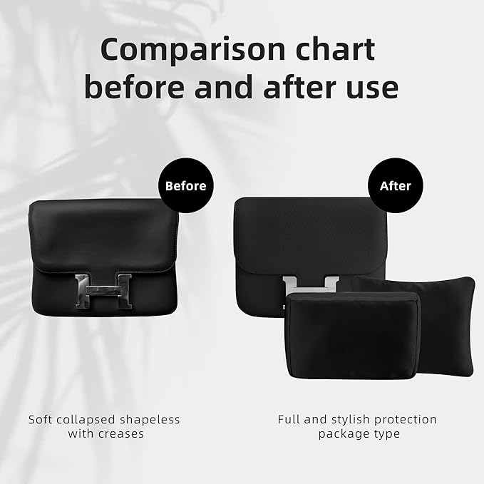 DGAZ Purse Pillow Shaper Insert for Hermes Constance 19/New19/24/New24 Bags, Silky Pillow Shaper for Luxury Handbags(Black,C24)