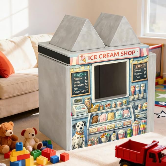 Foam Play Couch Panels - Ice Cream Shop Theme,Soft Sofa Accessories,Modular Play Panels,33.5x37 Inches