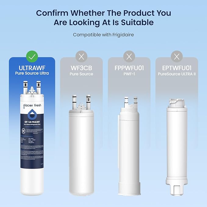 GLACIER FRESH Replacement for Frigidaire ULTRAWF,Pure Source Ultra, Kenmore 9999, 469999, 46-9999, A0094E28261 Refrigerator Water Filter,Pack of 1