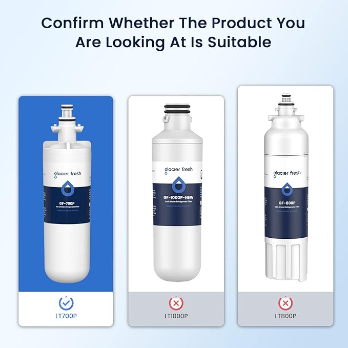 GLACIER FRESH for LG LT700P Refrigerator Water Filter, Replacement for LT700PC, ADQ36006101, ADQ36006102, RWF1200A, Kenmore 9690, AGF80300801, LFXC24726S, LMXS27626S and LT120F Air Filters, 7 Packs