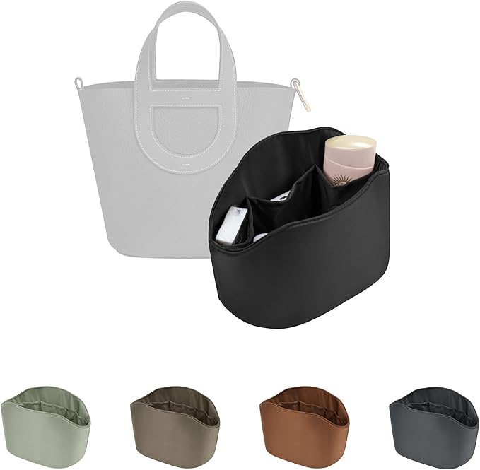 Purse Organizer Insert for In The Loop 18/23, Satin Bag Organizer Compatible with Hermes Bags, Lightweight Women Purse Essentials, Soft Touch Inner Liner with Multiple Pockets(Black, Loop 18)