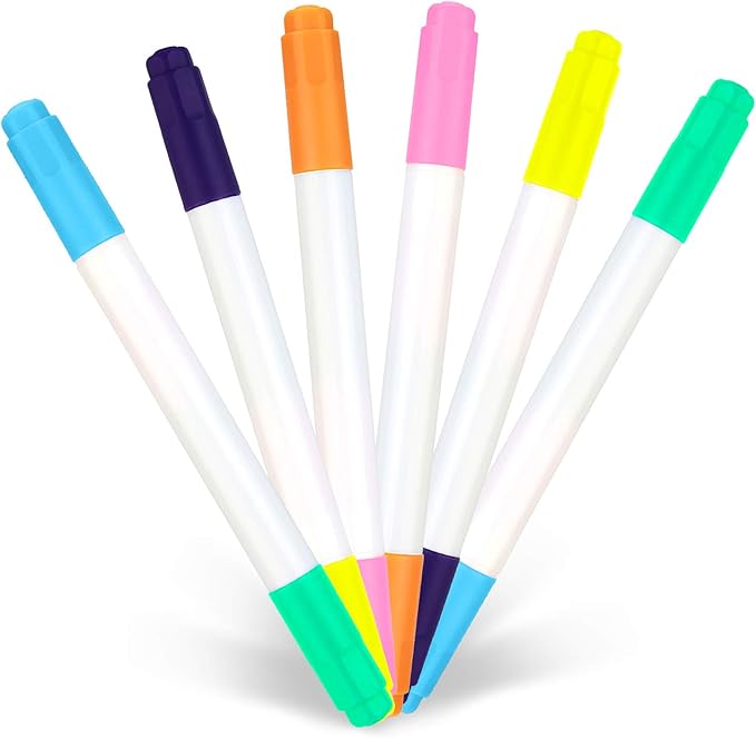 YR Dual Sided Neon Pens For Light Up LED Board, Neon Markers Applicable For Draw, Sketch, Create, Doodle, Art, Write, Learning Tablet, 6 Packs
