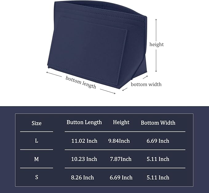Chispee Handbag Organizers for Longchamp Felt Purse Divider Organizer Insert Pocket & Zipper Inner Bag Liner fit Small, Navy Blue