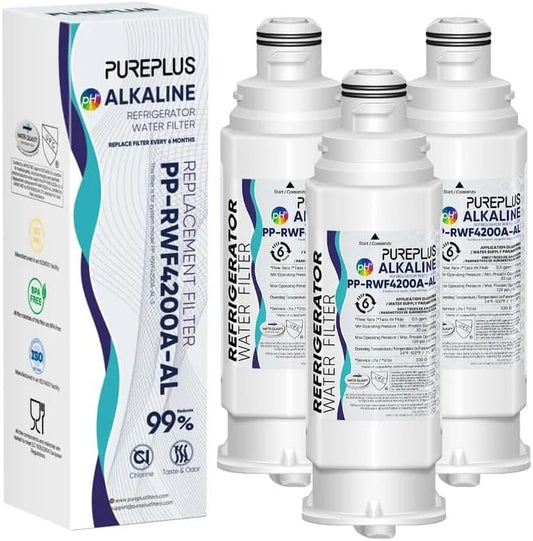PUREPLUS Alkaline DA97-17376B Replacement for Samsung HAF-QIN/EXP, DA97-08006C, RF28R7351SG, RF28R7201SR, RF28T5001SR, RF24R7201SR, RS27T5200SR, RF23M8590SG, RWF4200A Refrigerator Water Filter, 3 Pack