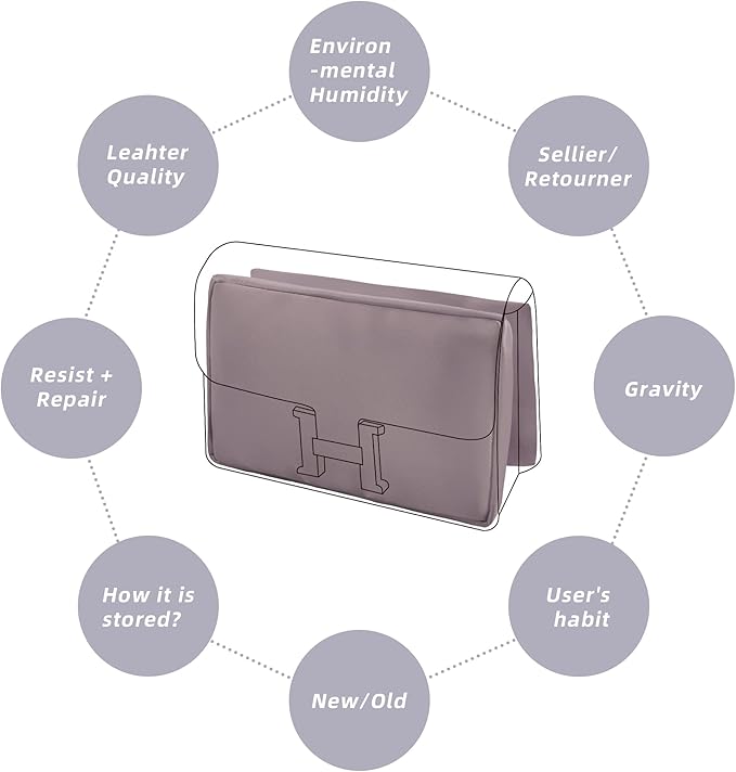 DGAZ Bag Pillow Shaper Insert for Luxury Handbags, Silky Pillow Shaper for Hermes Constance 19/New19/24/New24 Bags（newC19,Konjac Purple）
