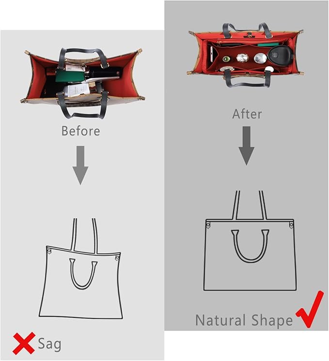 ZTUJO Purse Organizer Insert For Handbags, Silky Touching Bag Organizer Insert With Bottle Holder, Perfect for Speedy, Neverfull, Tote,ONTHEGO,Artsy,Handbag and More (Large, Silky Red)