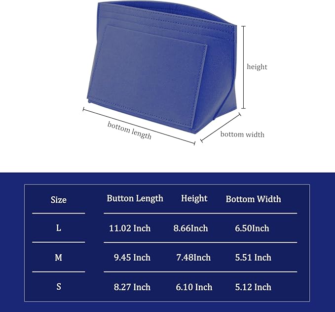 Chispee Felt Purse Organizer Insert Luxury Handbag Organizers for Longchamp Organizer Insert Divider Pocket & Zipper Inner Bag Liner fit Medium, Royal Blue