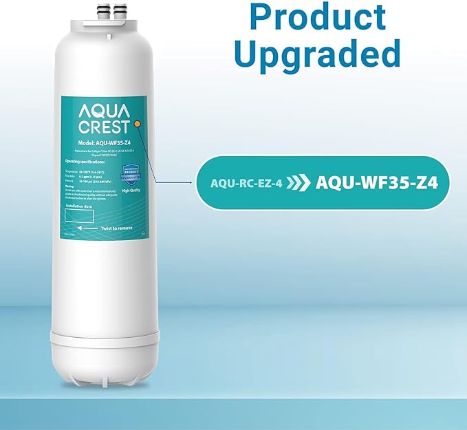 AQUA CREST RC EZ 4 Water Filter, Replacement for Culligan® RC-EZ-4, US-EZ-4, RC-EZ-3, DuPont® WFQTC30001, WFQTC70001, 3000QT Filter, 2K Gallons, 2 Pack