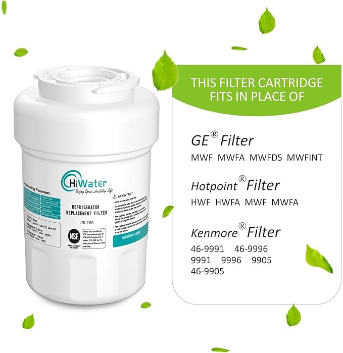 HiWater Filter NSF/ANSI-42 Certified Compatible with Refrigerator SmartWater Fridge Cartridge MWFA MWFP GWF GWFA 9991 46-9991 469991-3pack