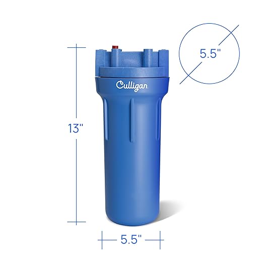 Culligan HF-150A Whole House Water Filter Housing - 3/4" Inlet/Outlet, Standard Duty, Sediment Water Filtration System, UV-Resistant Opaque Design, Pressure Relief Valve, NSF Certified