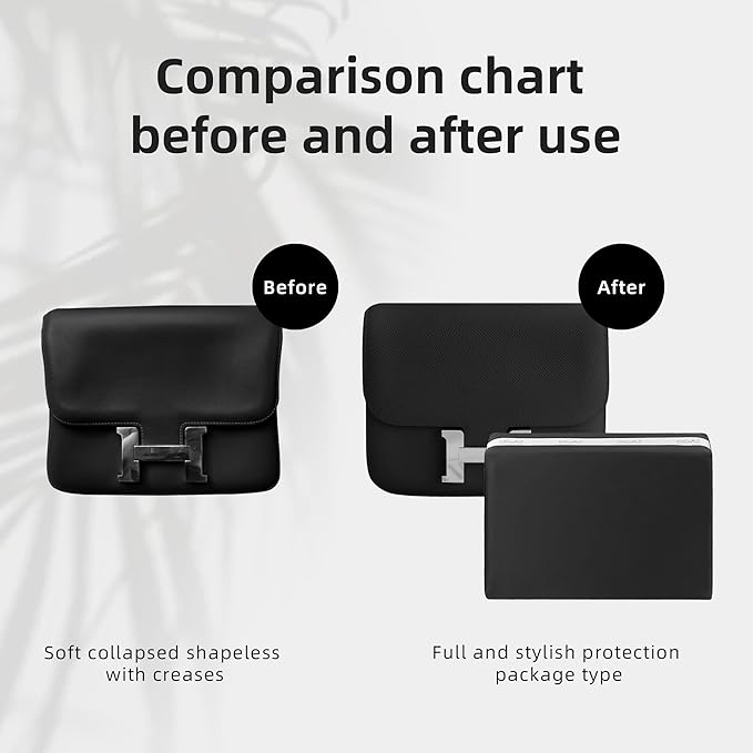 DGAZ Purse Pillow Shaper Insert for Hermes Constance 19/New19/24/New24 Bags, Silky Pillow Shaper for Luxury Handbags(Black,newC24)