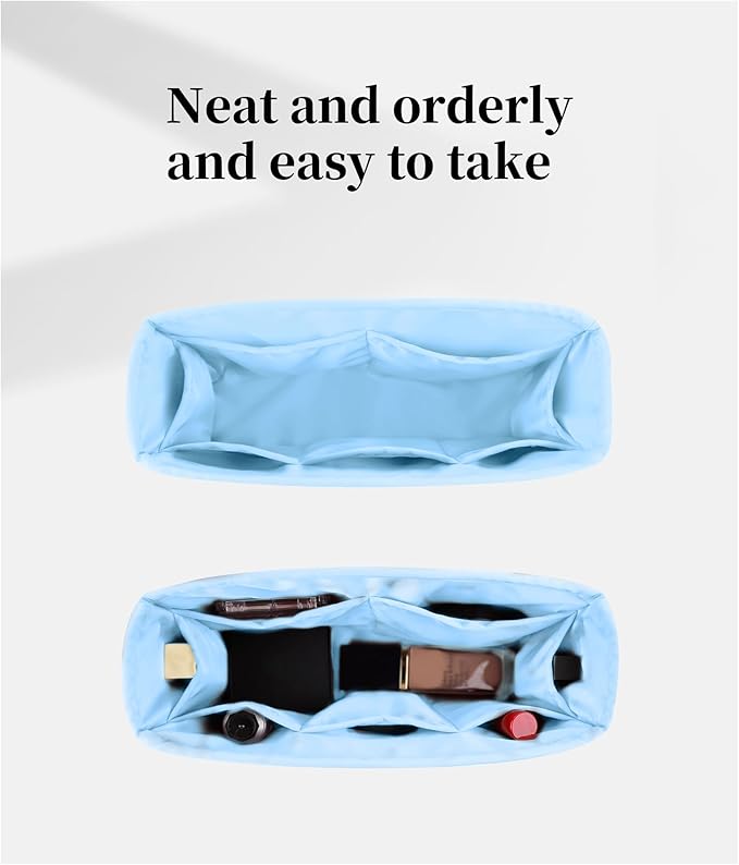 Classic Flap Bag Organizer Insert, Purse Organizer for Handbag Compatible with Chanel Classic Flap Jumbo, Multiple Pockets Bag Organizer (Celeste, CF Jumbo)