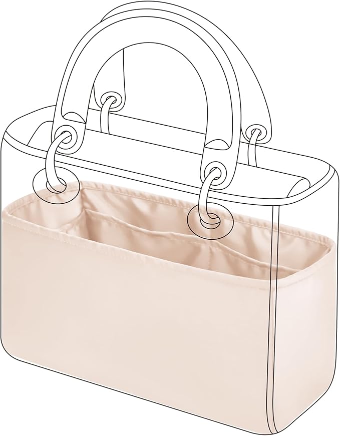 DGAZ Silk Purse Organizer Insert For Lady-Dior Micro/Mini/S/M/L bags，Silky Smooth Bag Organizer，Luxury Handbag & Tote Shaper（Craie，S）