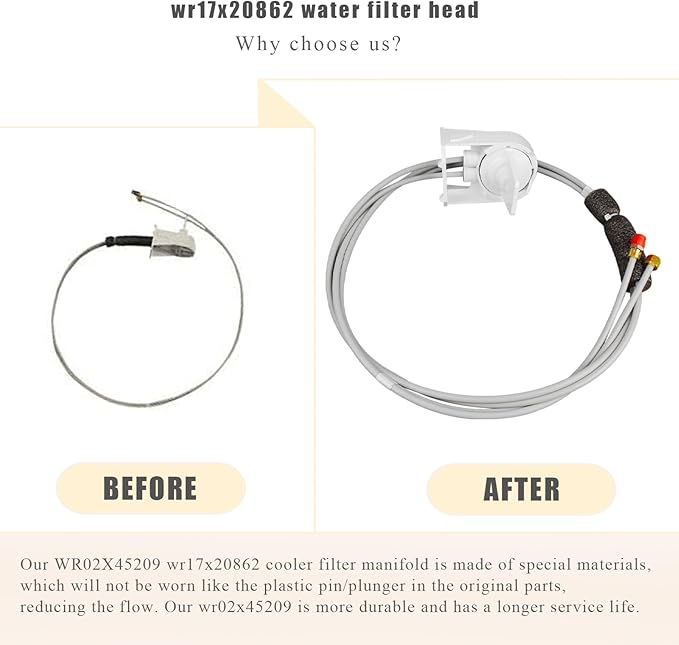 Upgrade WR02X45209 Refrigerator Filter Manifold replace Refrigerator Water Filter Head WR17X11920 WR17X20862 AP7225537 Mwf Manifold & Tubes Asm compatible GE Refrigerator 2-year Qa