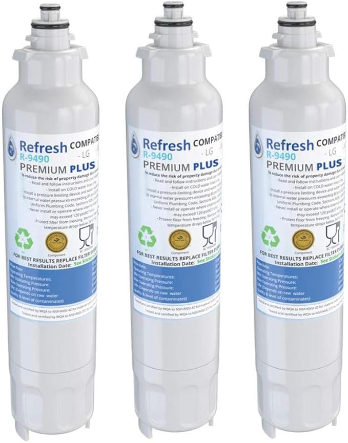 Refresh Replacement for LG LT800P, ADQ73613401 and Kenmore Elite 46-9490, 9490, 469490, ADQ73613402 Refrigerator Water Filter (3, Premium)