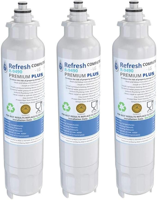 Refresh Replacement for LG LT800P, ADQ73613401 and Kenmore Elite 46-9490, 9490, 469490, ADQ73613402 Refrigerator Water Filter (3, Premium)