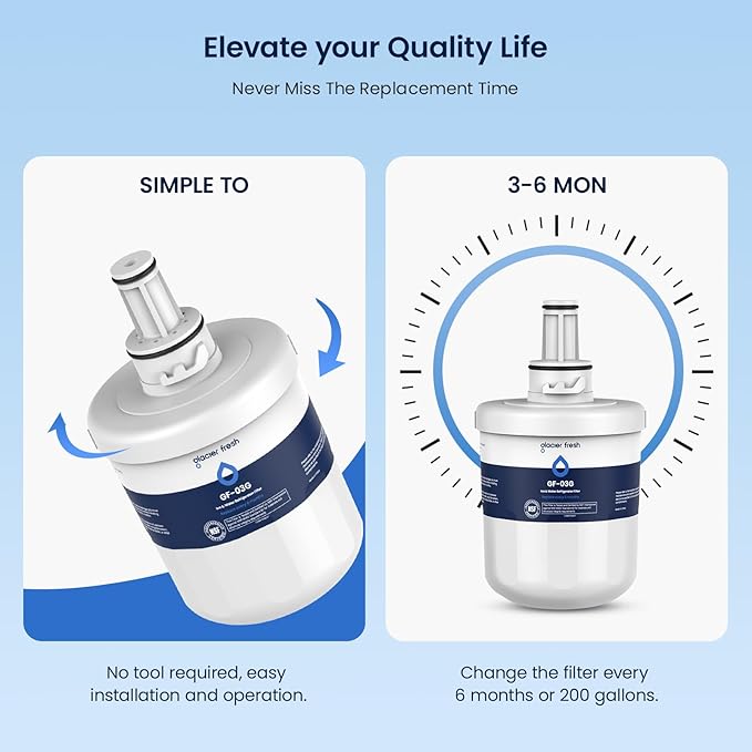 GLACIER FRESH Replacement for DA29-00003G Water Filter, Compatible with Samsung* Aqua-Pure Plus, DA29-00003F, DA29-00003B, HAFCU1, RFG237AARS, FMS-1, RS22HDHPNSR, RSG257AARS, WSS-1, 1 Pack