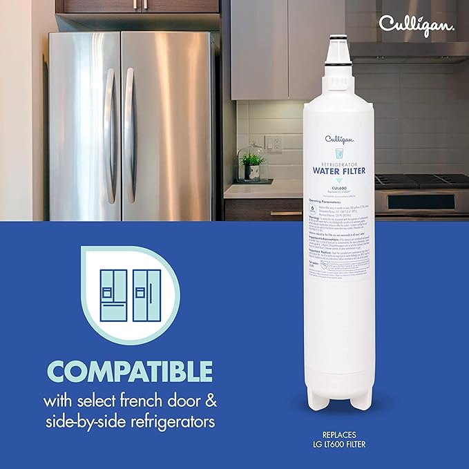 Culligan CUL600 Refrigerator Water Filter | Replacement for LG Water Filter (LT600P) | Replace Every 6 Months | Pack of 1