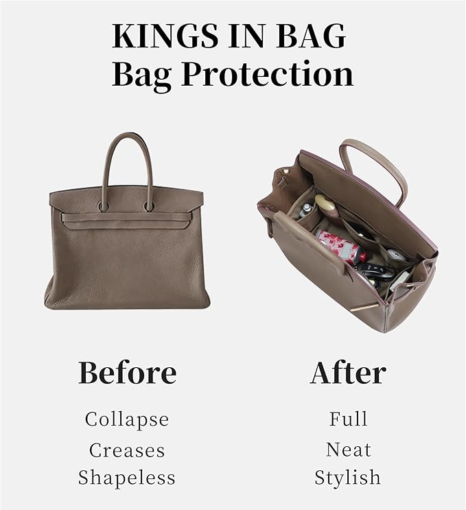 Purse Organizer Insert for Birkin 20/25/30/35, Lightweight & Soft Satin Organizer Insert with Pockets for Woman Bags, Ideal for Travel, Shopping, and Daily Use, Multicolor Options(Custom)