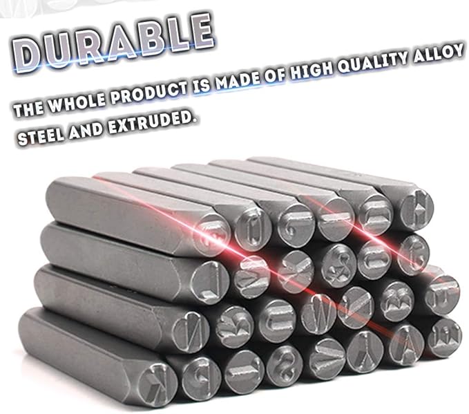 Oudtinx Number and Letter Stamp Set (36 Piece Punch Set/A-Z & 0-9) Industrial Grade Hardened Carbon Steel Metal - 1/4" (6mm) Characters - Perfect for Imprinting Metal, Wood, Plastic, Leather, More!