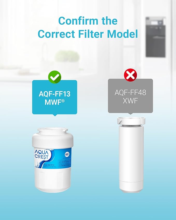 AQUA CREST AQF-FF13 Replacement for GE® SmartWater® MWF®, MWFINT, MWFP, MWFA, GWF, HDX FMG-1, GSE25GSHECSS, WFC1201, Kenmore® 9991 Refrigerator Water filter, 3 Filters