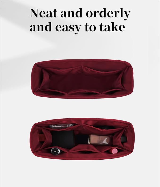 19 Flap26 Bag Organizer, Silky Organizer Insert Compatible with Chanel 19 Bag, Lightweight Inner Bag for Women Luxury Bags (Rouge Grenat, Flap26)