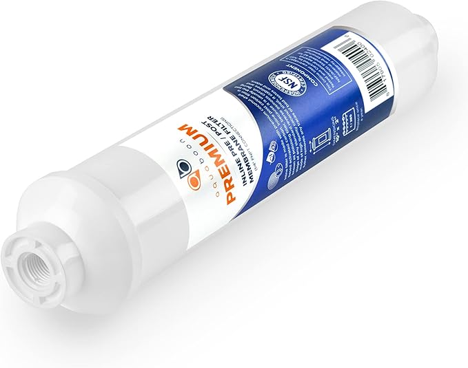 Aquaboon T33 Inline Carbon Filter - 1/4 Inline Water Filter for Refrigerator T33 Inline Ro Post/Granular Activated Carbon (GAC) Polishing Water Filter Cartridge for Reverse Osmosis System 4-Pack
