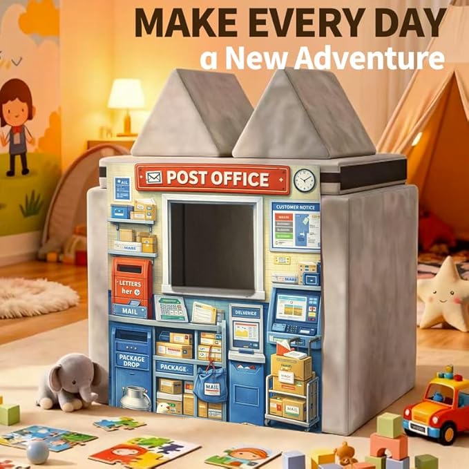 Foam Play Couch Panels - Post Office Theme,Soft Sofa Accessories,Modular Play Panels,33.5x37 Inches