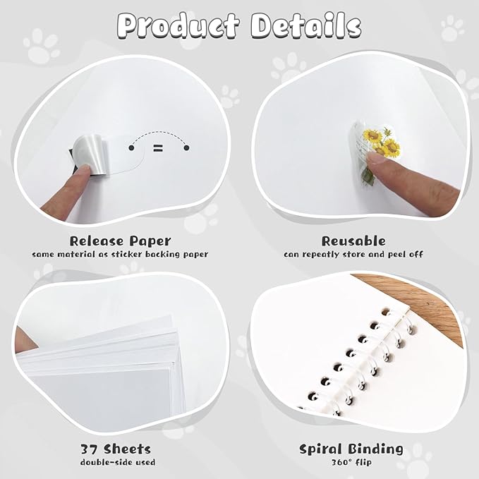Reusable Sticker Book Collecting Album for Adults Sticker Storage Collection Notebook With 37 Sheets A5 Size Release Paper (Dog-3)