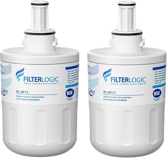 Filterlogic DA29-00003G Refrigerator Water Filter, Replacement for Samsung® DA29-00003B, RSG257AARS, RFG237AARS, HAFCU1, RFG297AARS, RS22HDHPNSR, WSS-1, 2 Filters