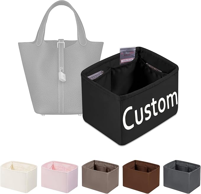 Purse Organizer Insert for Picotin 18/22, Satin Bag Organizer for Picotin Bags, Lightweight Purse Essentials for Women Luxury Handbags, Soft Touch Inner Liner with Multiple Pockets (Custom)