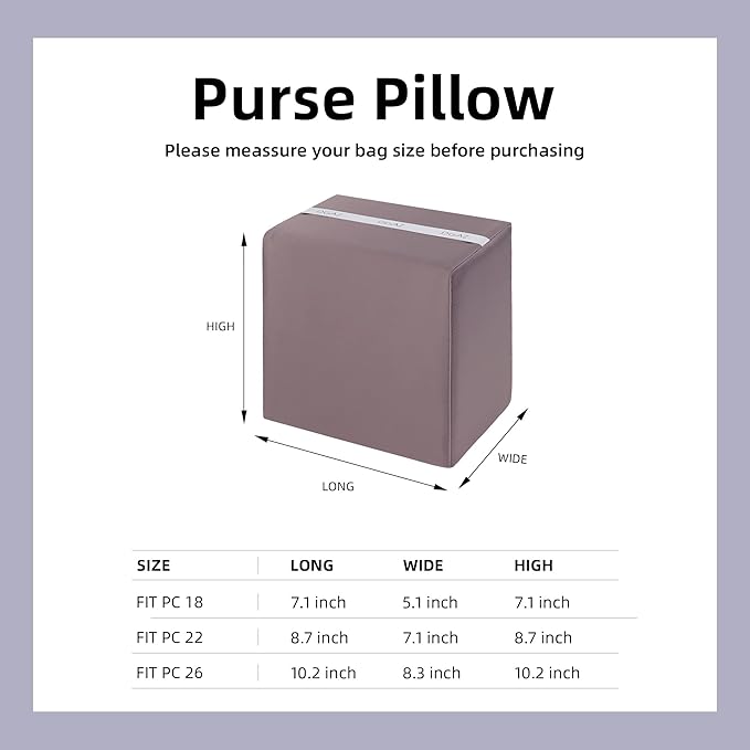 DGAZ Purse Pillow Shaper Insert For picotin Bags,Luxury Handbag Tote Shapers, Memory Foam (Konjac purple,PC18)