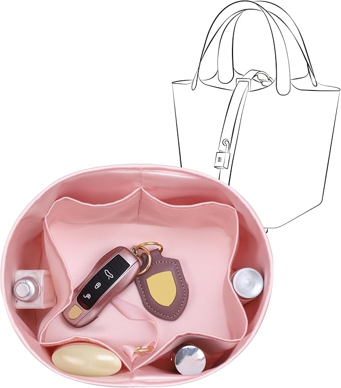 Silky Bag Insert Fit for Hermes Picotin 18/22, Silky Purse Organizer, Lightweight and Silk Touch (Fits PC22, Pink)