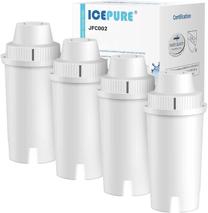 ICEPURE Replacement for Brita® Pitcher Water Filter, Brita® Pitchers and Dispensers, Classic OB03, Mavea® 107007, 35557, Everyday, UltraMax, Metro+, XL and More, 4PACK