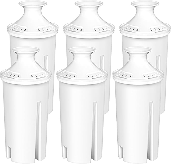 Fil-Fresh 6-Pack Replacements for Brita Water Filter, Pitchers and Dispensers, NSF 53&42 Certified to Reduce Cadmium, Mercury, Copper, Zinc, BPA free, Lasts 2 Months or 40 Gallons