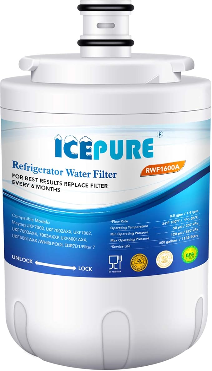ICEPURE UKF7003 Water Filter, Replacement for Maytag UKF7003, UKF7002AXX, Whirlpool EDR7D1, UKF7003AXX, UKF7002, 7003AXXP, UKF6001AXX, UKF5001,1PACK